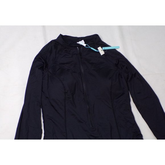 SEA LEVEL Long Sleeve Rashguard Zip Front Swimsuit Black 10 NEW - Picture 10 of 11